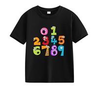 T-shirt jaune pour enfants Number Day Filles et Garçons Enfants T-shirts amusants Chiffres colorés Soirée Femme Élégant, Noir , 4-5 ans