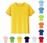 T-shirt jaune pour homme, haut basique à manches courtes en coton - Couleur unie, col rond, léger et respirant, idéal comme t-shirt slim ou coupe droite pour l'été, le sport, les tenues décontractées