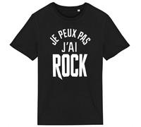 T Shirt Je Peux Pas J'Ai Rock - pour Homme - Imprimé en France - Coton 100% Bio - Cadeau Je Peux Pas J'Ai Rock Original Rigolo (Noir, L)