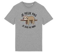 T Shirt Je Peux Pas Je suis au Max - pour Homme - Imprimé en France - Coton 100% Bio - Cadeau Animaux Anniversaire Je Peux Pas J'Ai Original Rigolo (Gris, M)