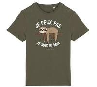 T Shirt Je Peux Pas Je suis au Max - pour Homme - Imprimé en France - Coton 100% Bio - Cadeau Animaux Anniversaire Je Peux Pas J'Ai Original Rigolo (Kaki, XL)