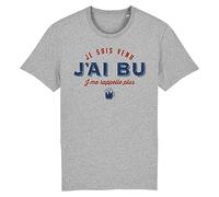 T Shirt Je suis Venu, J'Ai bu - pour Homme - Imprimé en France - Coton 100% Bio - Cadeau Anniversaire Apéro EVG Original Rigolo (Gris, L)