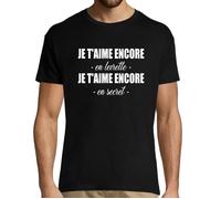T-Shirt - Je t'aime Encore - Noir - Col Rond - Manches Courtes - Coton S
