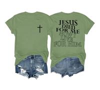 T-shirt « Jesus Died for Me » « I Live for Him » - T-shirt amusant Jésus Christ - Chemise chrétienne pour homme et femme, Vert, XXL