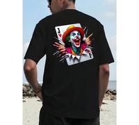 T-shirt Joker à motif graphique au dos, T-shirt d'été pour homme en coton 220 g avec col rond et imprimé au dos (1 pièce) T-shirt homme à col rond et manches courtes, décontracté, imprimé, confortable