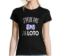T-shirt - J'peux pas j'ai LOTO - Femme - Manches courtes - Col arrondi - Noir S