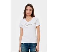 T-shirt - KAPORAL - LION - Blanc - Manches courtes - Col V - Inscription dorée L