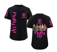 T-Shirt Katseye Beautiful Chaos Maillot De Baseball Rose à Manches Courtes Boutons Style Décontracté Hip-Hop Produit Dérivé Katseye Maillot De Baseball Pour Fans 02-Noir L