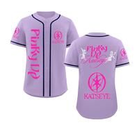 T-Shirt Katseye Beautiful Chaos Maillot De Baseball Rose à Manches Courtes Boutons Style Décontracté Hip-Hop Produit Dérivé Katseye Maillot De Baseball Pour Fans 01-Violet S