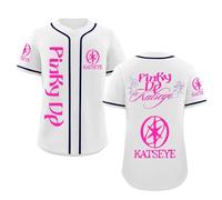 T-Shirt Katseye Beautiful Chaos Maillot De Baseball Rose à Manches Courtes Boutons Style Décontracté Hip-Hop Produit Dérivé Katseye Maillot De Baseball Pour Fans 01-Blanc S