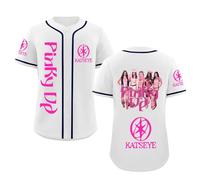 T-Shirt Katseye Beautiful Chaos Maillot De Baseball Rose à Manches Courtes Boutons Style Décontracté Hip-Hop Produit Dérivé Katseye Maillot De Baseball Pour Fans