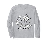 T-Shirt Kitty Cats Flying in Space Manche Longue