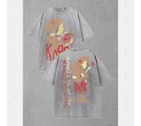 T-shirt Korn Follow The Leader Nu Metal, oversize, délavé, manches courtes, 100 % coton, coupe décontractée, style grunge streetwear années 90, esthétique cartoon, idéal comme cadeau. L,M,S,XL,XXLPort