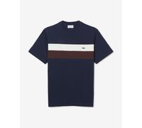 T-shirt Lacoste Colour-Block manches courtes bleu marine rouge blanc - L