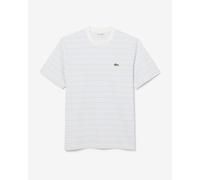 T-shirt Lacoste en coton rayé à manches courtes blanc bleu - M