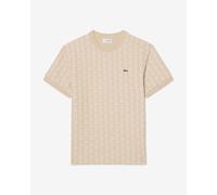 T-shirt Lacoste Monogramme Jacquard manches courtes beige blanc - XL