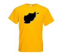 T-Shirt - l'Afghanistan Contour - Jaune - XXL - imprimé avec Motif - été - Chemise Amusante - Sport - Loisirs