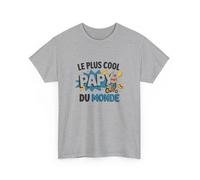 T-shirt “Le Plus Cool Papy du Monde” - Cadeau fun et tendre pour les super grands-pères tee shirt : Couleur - Sport Grey, Taille S