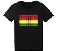 T-shirt LED pour fête, hiphop, cosplay, concert, cadeau d'anniversaire, costume de Noël, avec égaliseur activé par le son, t-shirt DJ, Noir , M