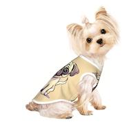 T-shirt léger et respirant avec imprimé chien carlin dessin animé, vêtements extensibles sans manches pour animaux de compagnie