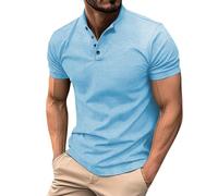 T-shirt léger Henley pour homme, haut décontracté pour homme, pour l'été, le Nouvel An, pour l'intérieur et l'extérieur, la vie quotidienne, bleu, XL