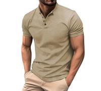 T-shirt léger Henley pour homme, haut décontracté pour homme, pour l'été, le Nouvel An, pour l'intérieur et l'extérieur, la vie quotidienne, kaki, XXL
