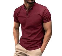 T-shirt léger Henley pour homme, haut décontracté pour homme, pour l'été, le Nouvel An, pour l'intérieur et l'extérieur, la vie quotidienne, Rouge, XL