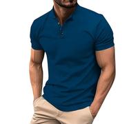 T-shirt léger Henley pour homme, haut décontracté pour homme, pour l'été, le Nouvel An, pour l'intérieur et l'extérieur, la vie quotidienne, noir foncé, L