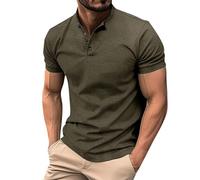 T-shirt léger Henley pour homme, haut décontracté pour homme, pour l'été, le Nouvel An, pour l'intérieur et l'extérieur, la vie quotidienne, Vert, M
