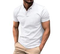 T-shirt léger Henley pour homme, haut décontracté pour homme, pour l'été, le Nouvel An, pour l'intérieur et l'extérieur, la vie quotidienne, blanc, XXL