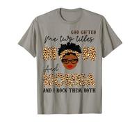 T-shirt léopard en mélanine God Gifted Me Two Titles Mom And NONNA T-Shirt