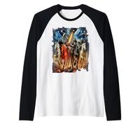 T-Shirt Les Quatre Cavaliers de l'Apocalypse, la Fin des Temps, Art Fantastique Manche Raglan