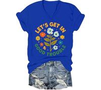T-shirt « Lets Get in Good Trouble » pour femme et homme avec inscription « Get in Good Trouble », Bleu roi - V, S
