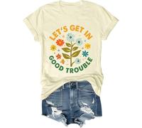 T-shirt « Lets Get in Good Trouble » pour femme et homme avec inscription « Get in Good Trouble », Jaune crémeux., S