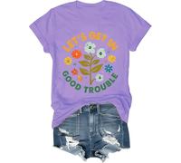 T-shirt « Lets Get in Good Trouble » pour femme et homme avec inscription « Get in Good Trouble », violet clair, S