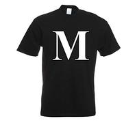 T-Shirt - Lettre M - Alphabet - Noir - M - imprimé avec Motif - été - Chemise Amusante - Sport - Loisirs