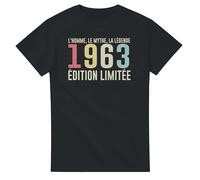 T-Shirt l'homme, Le Mythe, La Légende - Année de Naissance 1963 - Tee Shirt Humour Année 1963 - Idée Cadeau Originale