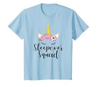 T-Shirt Licorne Sleepover Squad - Cadeau d'anniversaire ou de soirée Pyjama T-Shirt, Enfant, Bleu Céleste, 6 Ans