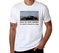 T-shirt « Life is Too Short for Boring Cars », T-shirt noir vintage avec motif voiture musclée, cadeau pour amateur de voiture, Style blanc, S
