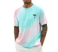 T-Shirt Lin Homme Tee Shirt Oversize Homme Imprimé Tropical Manches Courtes Respirant Nid d'abeille Décontracté Coupe Confort pour Usage Quotidien Top Shirts Respirant Vacances Plage