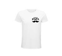 T-Shirt Logo « Super Papa » - Un Cadeau Spécial pour Un Père Spécial (FR/ES, Alpha/Lettres, L, Taille Normale, Taille Normale, Blanc)