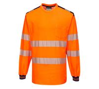 Portwest PW3 T-Shirt Haute Visibilité ML, Couleur: Orange/Marine, Taille: 4XL, T185ONR4XL