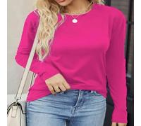 T-Shirt Longue Manche Homme Coupe Regular Fit Couleur Unie | Polyester léger, séchage pour rapide, élasticité modérée pour un mouvement libre contrainte(Rose red 5XL)