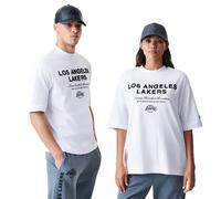 New Era Nba Linear Grphc Box La Lakers Short Sleeve T-shirt Blanc L Homme