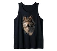 T-Shirt Loup Marron 3D regardant Les Loups drôles Cadeaux T-Shirts Débardeur