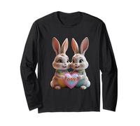 T-Shirt Love Lettering Rabbits avec Design Unisexe Amusant pour Hommes et Femmes Manche Longue