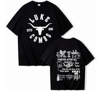 T Shirt Luke Combs Tour Style Hip Hop Rétro Manches Courtes Col Rond Coton Grande Taille Décontracté-Black||l