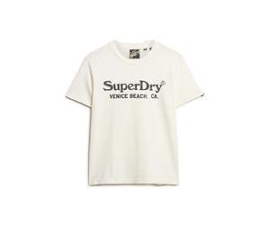 T-shirt mÃ©tallisÃ© dÃ©contractÃ© femme Superdry Venue Beige M