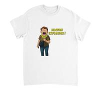 T-Shirt - Macron Explosion ! (FR/ES, Numérique, 38, Taille Normale, Taille Normale, Grand Logo, Blanc)