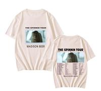 T-shirt Madison Beer T-shirt En Coton Hommes Et Femmes The Spinnin Tour T-shirt À Impression Périphérique Universal Fashion Fun Short-sleeve Pullover T-shirt Casual Street Fan Gift XS-3XL-Black||XS